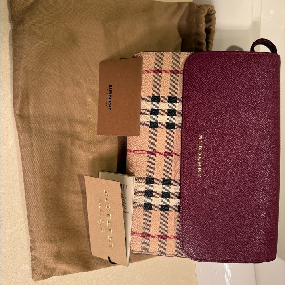 Burberry Burgundy and Checkered Crossbody bag